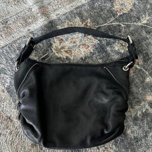 Coccinelle Black Leather Shoulder Bag with Silver Hardware